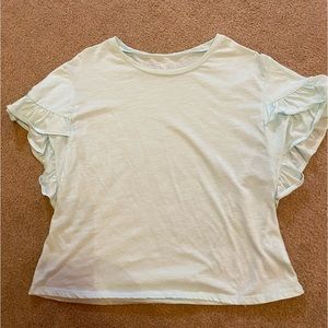 Light blue ruffle sleeve top